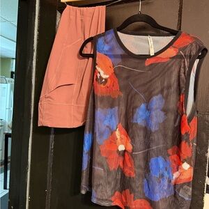Fabletics Coral Leggings and Floral Mesh Top